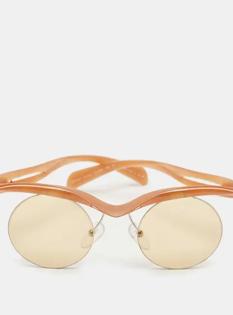 Prada Brown SPR A24 Rimeless Round Sunglasses