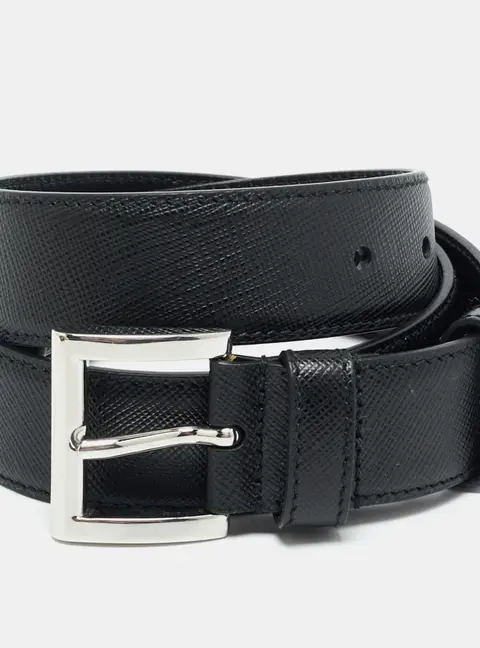 Prada Buckle 75CM Belt Black Leather