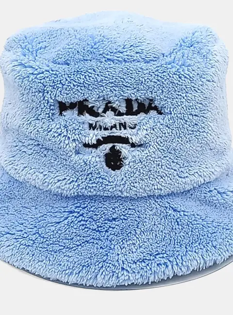 Prada Terry Sky Blue Polyester Bucket Hat (1HC137)
