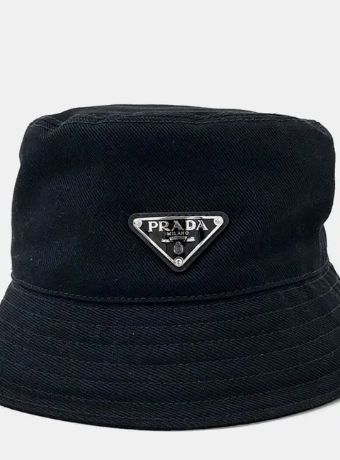 Prada Black Cotton Bucket Hat