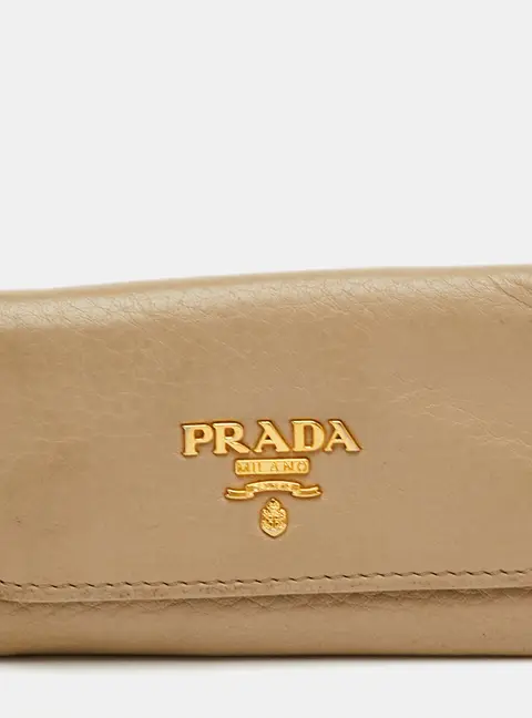 Prada Key Case Beige Leather 6 Hooks Key Holder