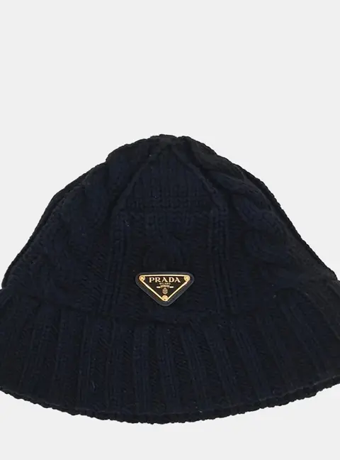 Prada wool black bucket hat