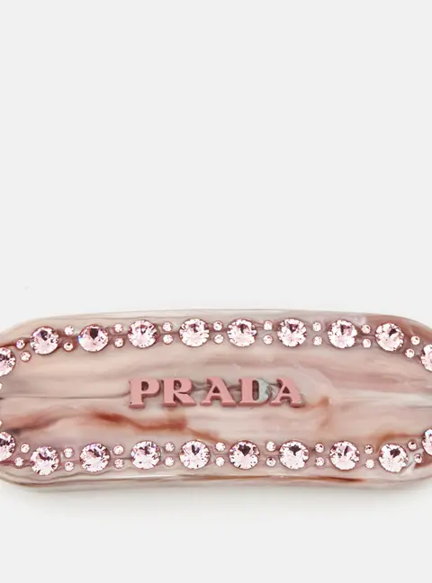 Prada Plex Marbled Resin Crystals Enamel Gold Tone Hair Clip