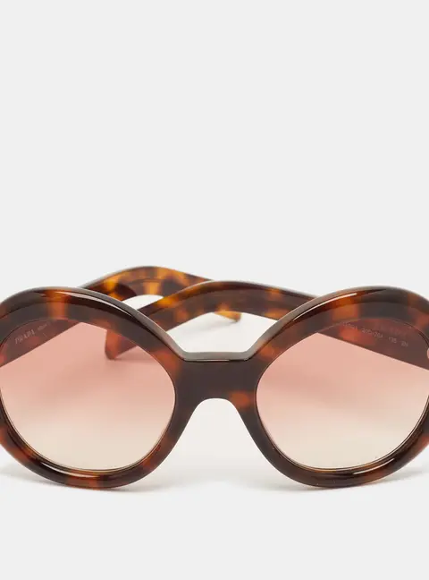 Prada Tortoise Brown Gradient SPR D08-U Frame Round Sunglasses
