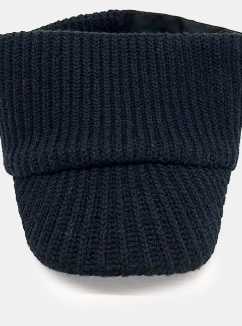 Prada Black Nylon Wool Knit Visor