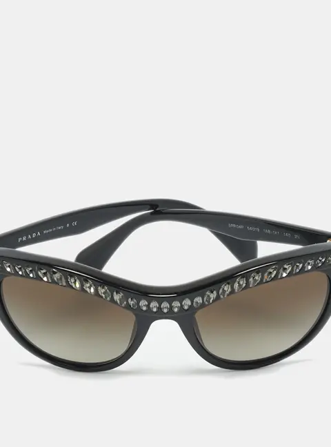 Prada Black Gradient SPR 04P Crystal Embellished Cat Eye Sunglasses