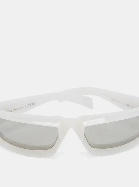 Prada White/Gey SPR29Y Chunky Rectangle Sunglasses