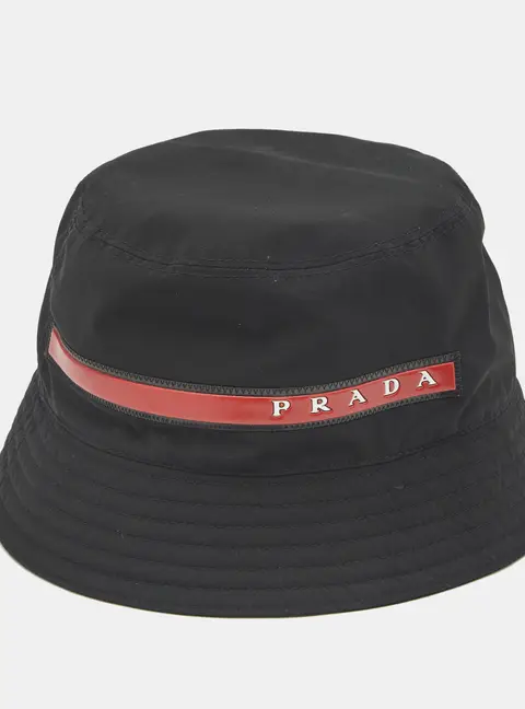 Prada Black Cotton Rossa Bucket Hat S