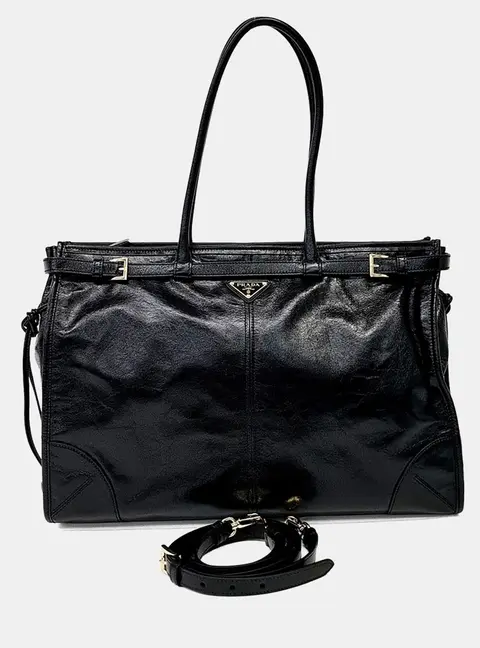 Prada Bonny Black Leather Bag Extra Large