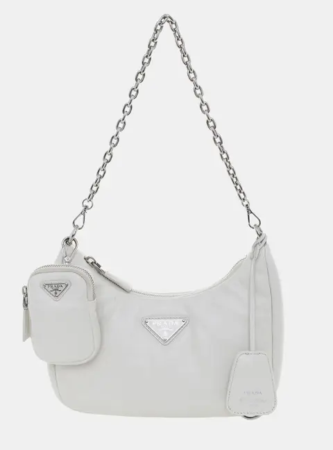 Prada Re-edition 2005 White Leather Shoulder Bag