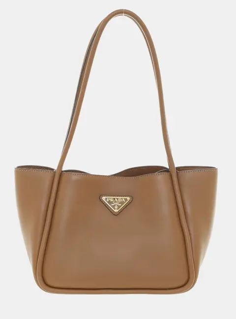 Prada Brown Leather Soft Small Shopping Tote