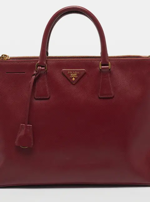 Prada Double Zip Large Red Saffiano Lux Leather Tote