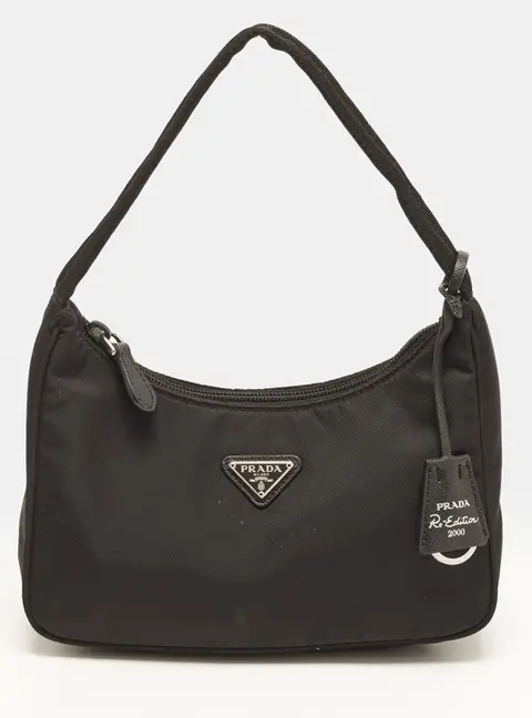 Prada Re-Edition 2000 Mini Black Nylon Shoulder Bag