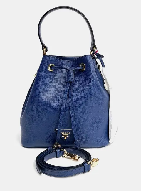 Prada Blue  Saffiano Bucket Tote and Crossbody Bag (1BE032)
