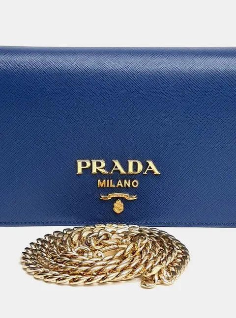 Prada Blue Leather Saffiano Luxe Crossbody Bag (1BP006)