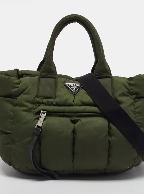 Prada Bomber Green/Black Quilted Nylon Tote