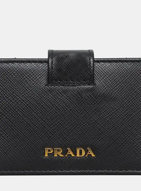 Prada Card Holder Black Saffiano Leather Wallet