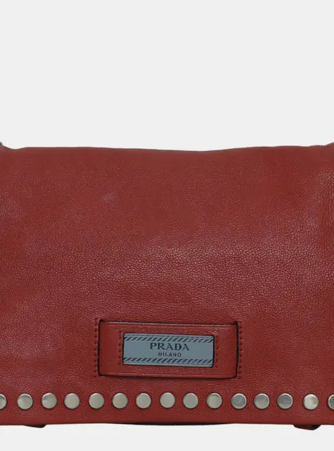 Prada Etiquette Red Glace Calfskin Leather Crossbody Bag