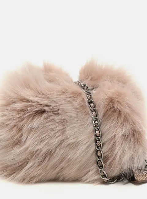 Prada Blush Pink Fox Fur and Python Leather Crossbody Bag