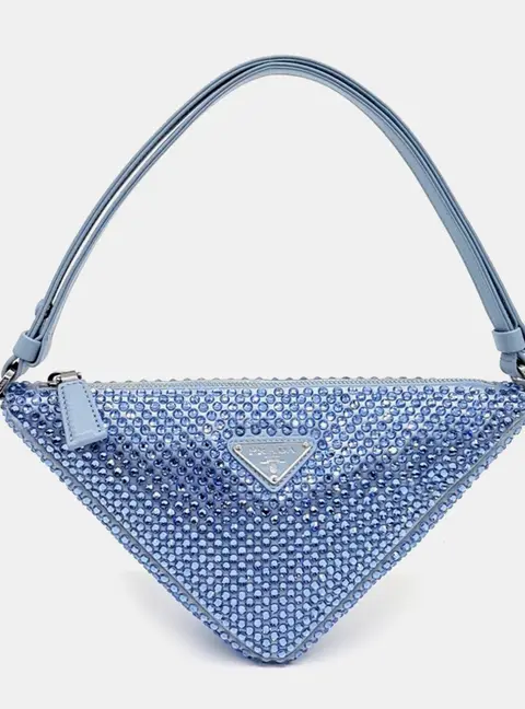 Prada Blue Satin Satin Triangle Mini Bag