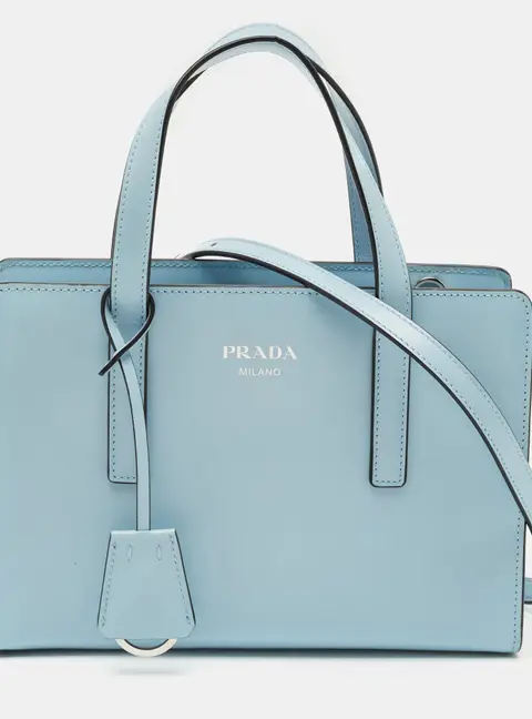 Prada Light Blue Brushed Leather Mini Re-edition 1995 Tote