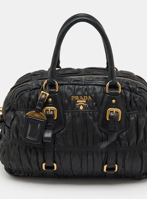 Prada Black Nappa Leather Gaufre Satchel