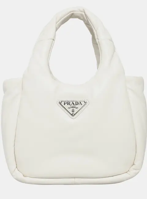 Prada Padded Small White Nappa Leather Tote Bag