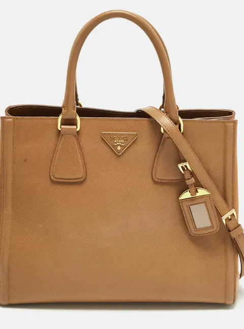 Prada Gardener's Tan Saffiano Lux Leather Tote