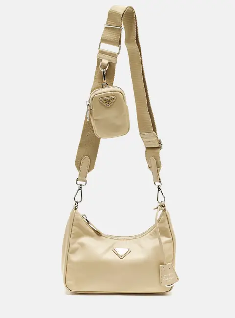 Prada Re-Edition 2005 Cream Nylon Shoulder Bag