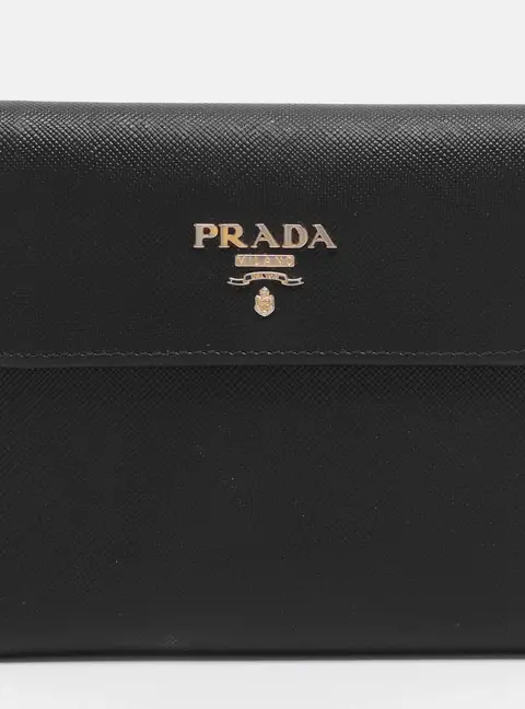 Prada Black Saffiano Lux Leather Bifold Wallet