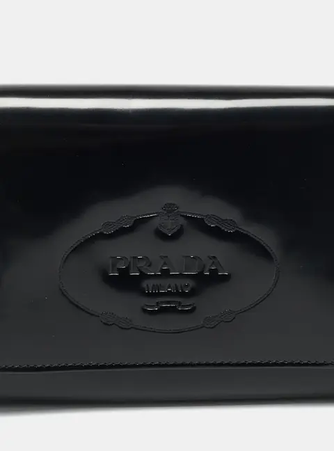 Prada Black Spazzolato Leather Trifold Wallet