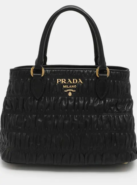 Prada Black Nappa Gaufre Leather Tote