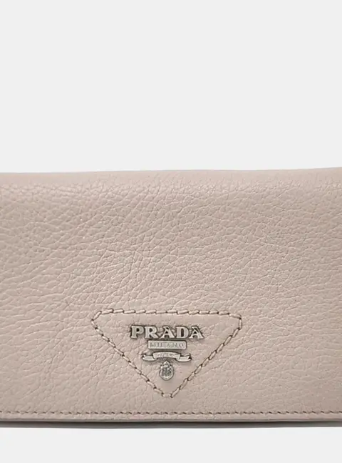 Prada Half Wallet Beige Grained Leather Wallet Bag