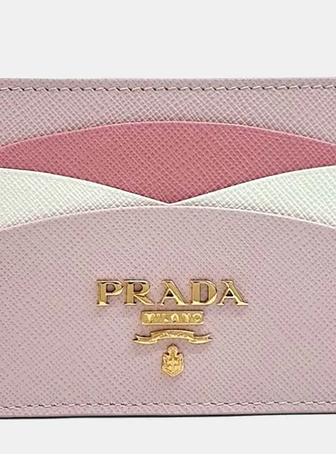 Prada Card Holder Pink Saffiano Leather Wallet