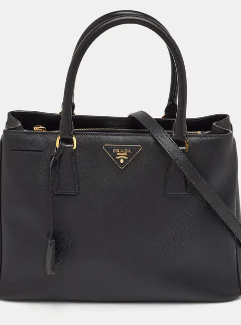 Prada Galleria Medium Black Saffiano Lux Leather Zip Tote