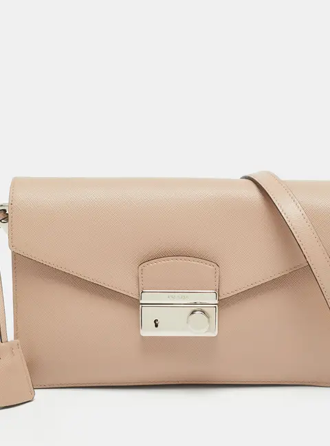 Prada Sound Flap Old Rose Saffiano Lux Leather Shoulder Bag