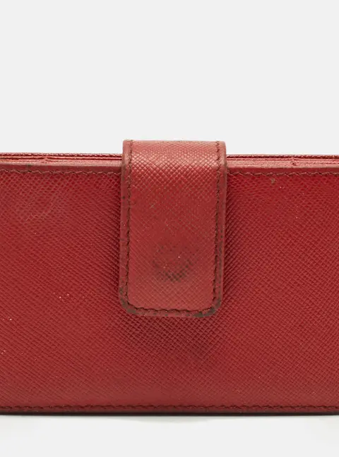 Prada Red Saffiano Leather Multi Card Holder
