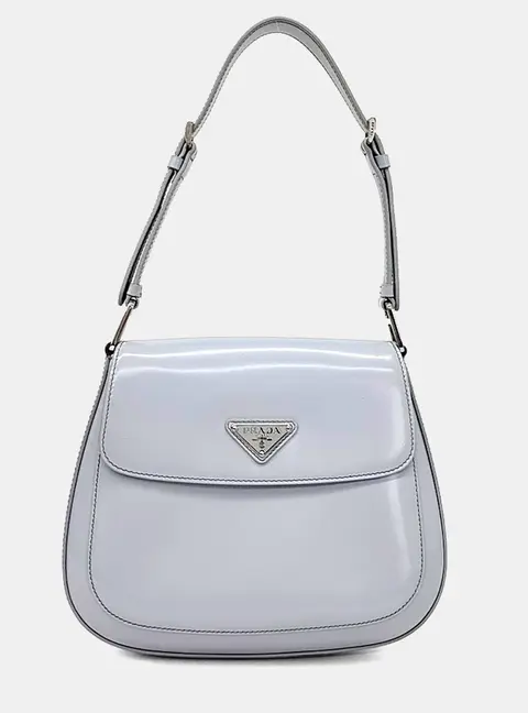 Prada Blue Leather Cleo Brushed Shoulder Bag
