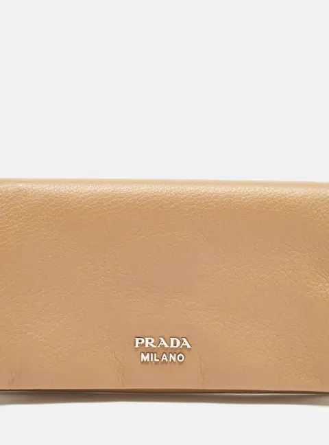 Prada Tan Cervo Leather Continental Wallet