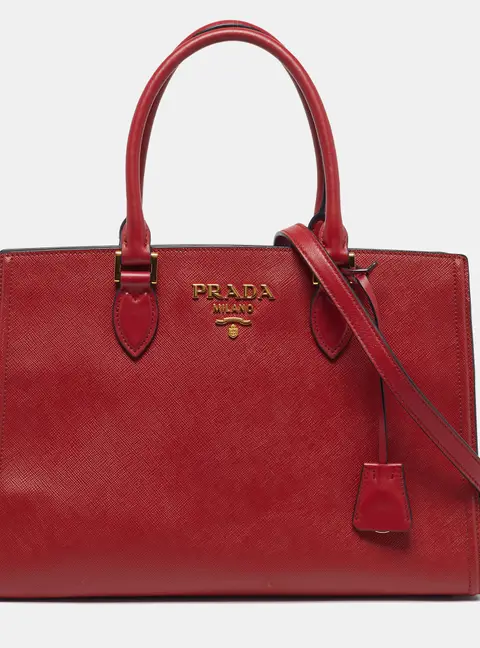 Prada Red Saffiano Lux Leather Tote