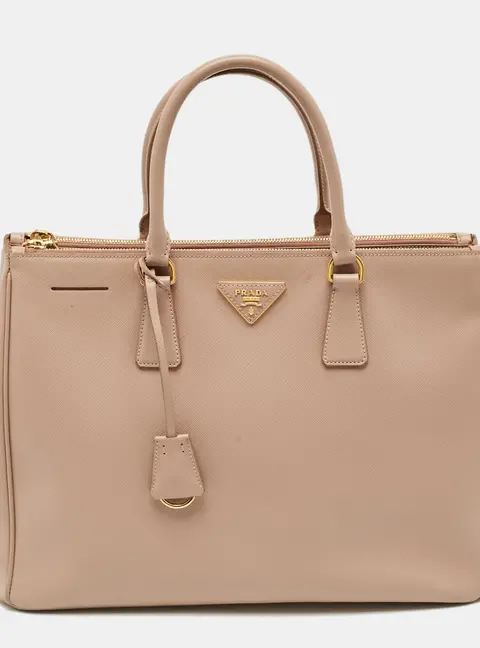 Prada Double Zip Large Blush Pink Saffiano Lux Leather Tote