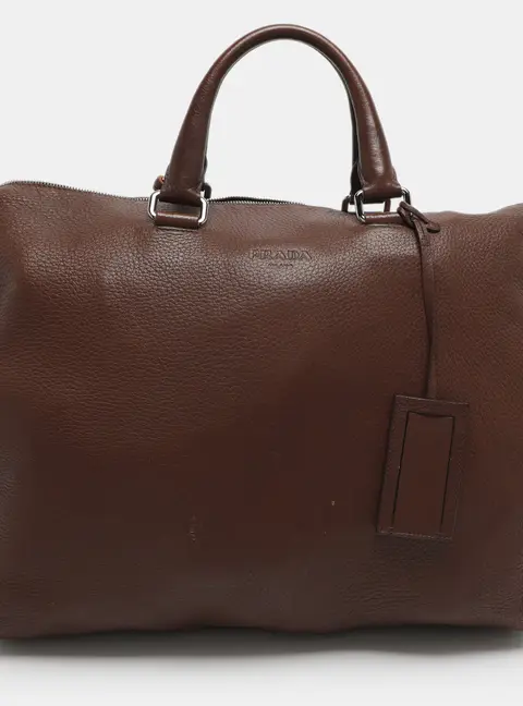 Prada Antique Brown Cervo Deerskin Leather Tote