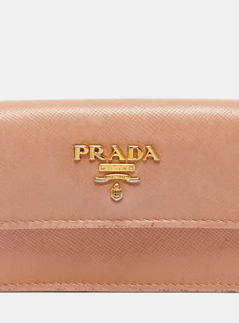 Prada Beige Saffiano Leather Card Case