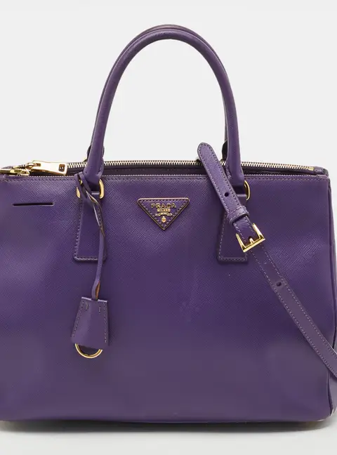 Prada Double Zip Medium Purple Saffiano Lux Leather Tote
