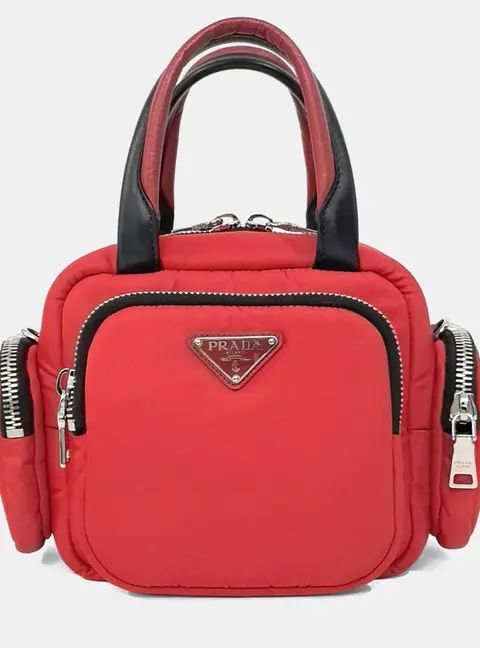 Prada Red Nylon Tessuto Cargo Top Handle Bag