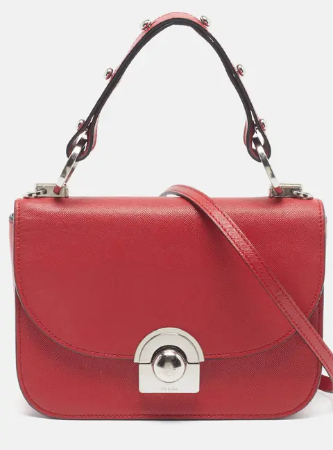 Prada Arcade Red Leather Crossbody Bag