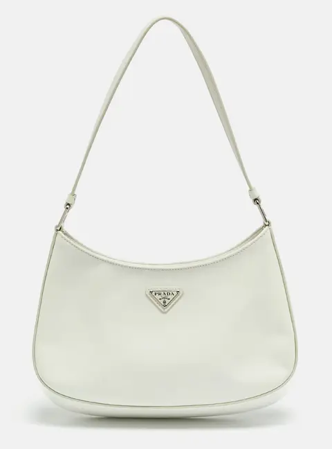 Prada Cleo White Brushed Leather Bag