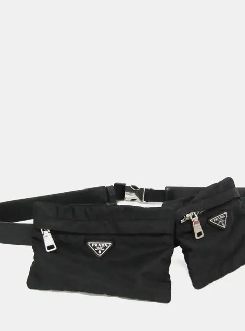 Prada Fanny Black Nylon Leather Belt Bag