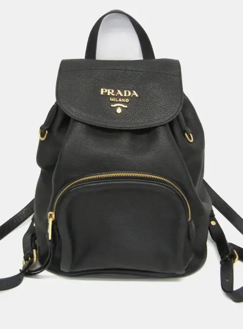 Prada Vitello Daino Leather Black Vitello Daino Leather Backpack Bag