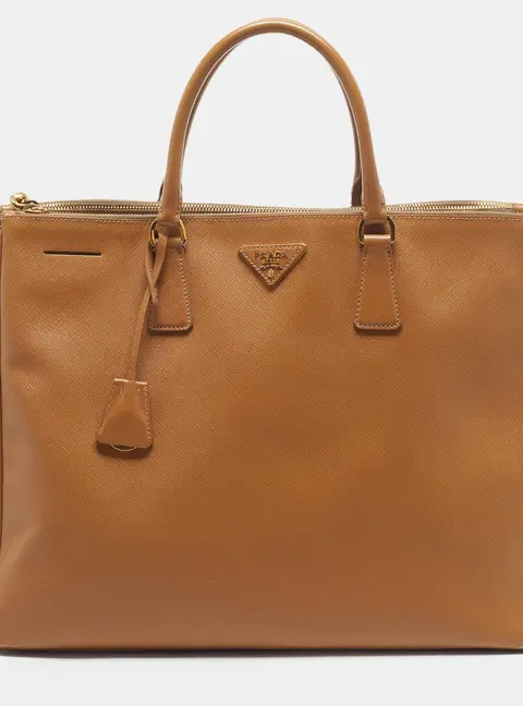 Prada Galleria Double Zip Large Brown Saffiano Leather Tote
